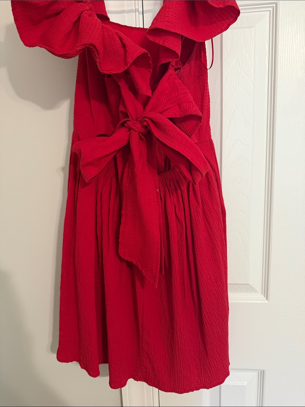 Red Ruffle-Sleeve dress - Picture 3 of 5